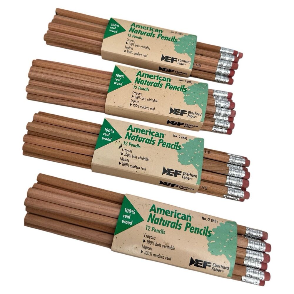 Vintage Eberhard Faber Naturals No.2 HB Pencils Box of 48 NOS USA Cedar Wood